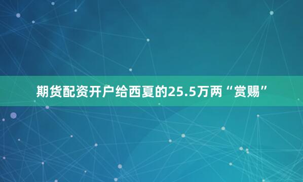 期货配资开户给西夏的25.5万两“赏赐”